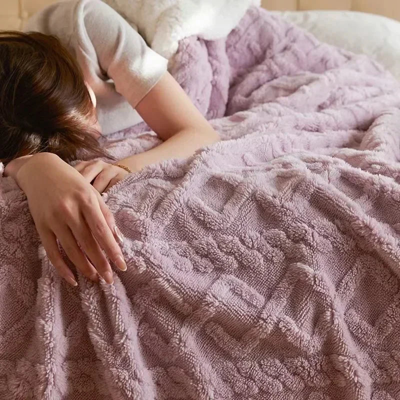 LuxyCozy Thick Lambswool Blanket With Fleece Softness For Lightweight Winter Warmth