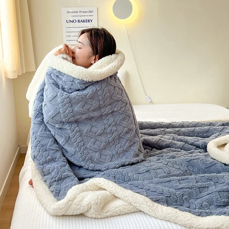 LuxyCozy Thick Lambswool Blanket With Fleece Softness For Lightweight Winter Warmth