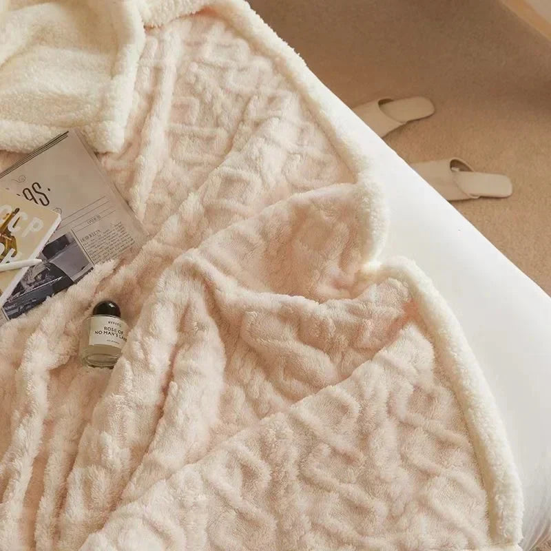 LuxyCozy Thick Lambswool Blanket With Fleece Softness For Lightweight Winter Warmth