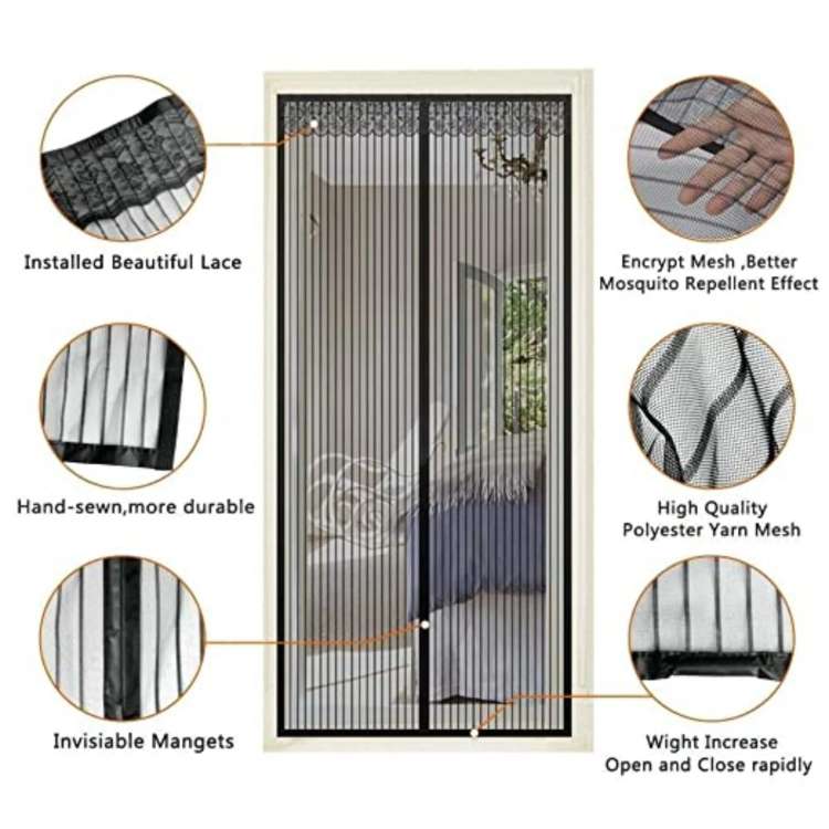 Magnetic Screen Door With Durable Mesh For Touchless Entry And Summer Airflow Fly Barrier
