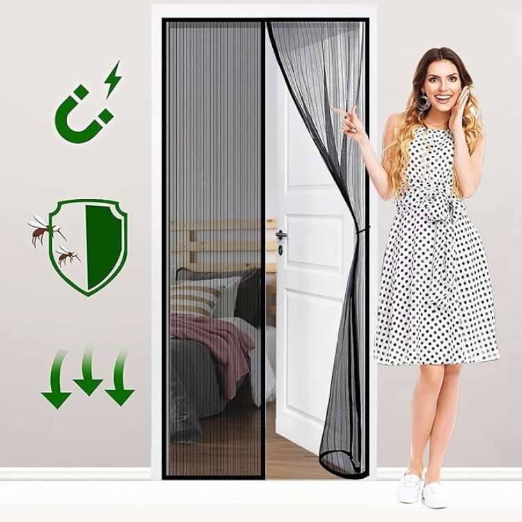 Magnetic Screen Door With Durable Mesh For Touchless Entry And Summer Airflow Fly Barrier