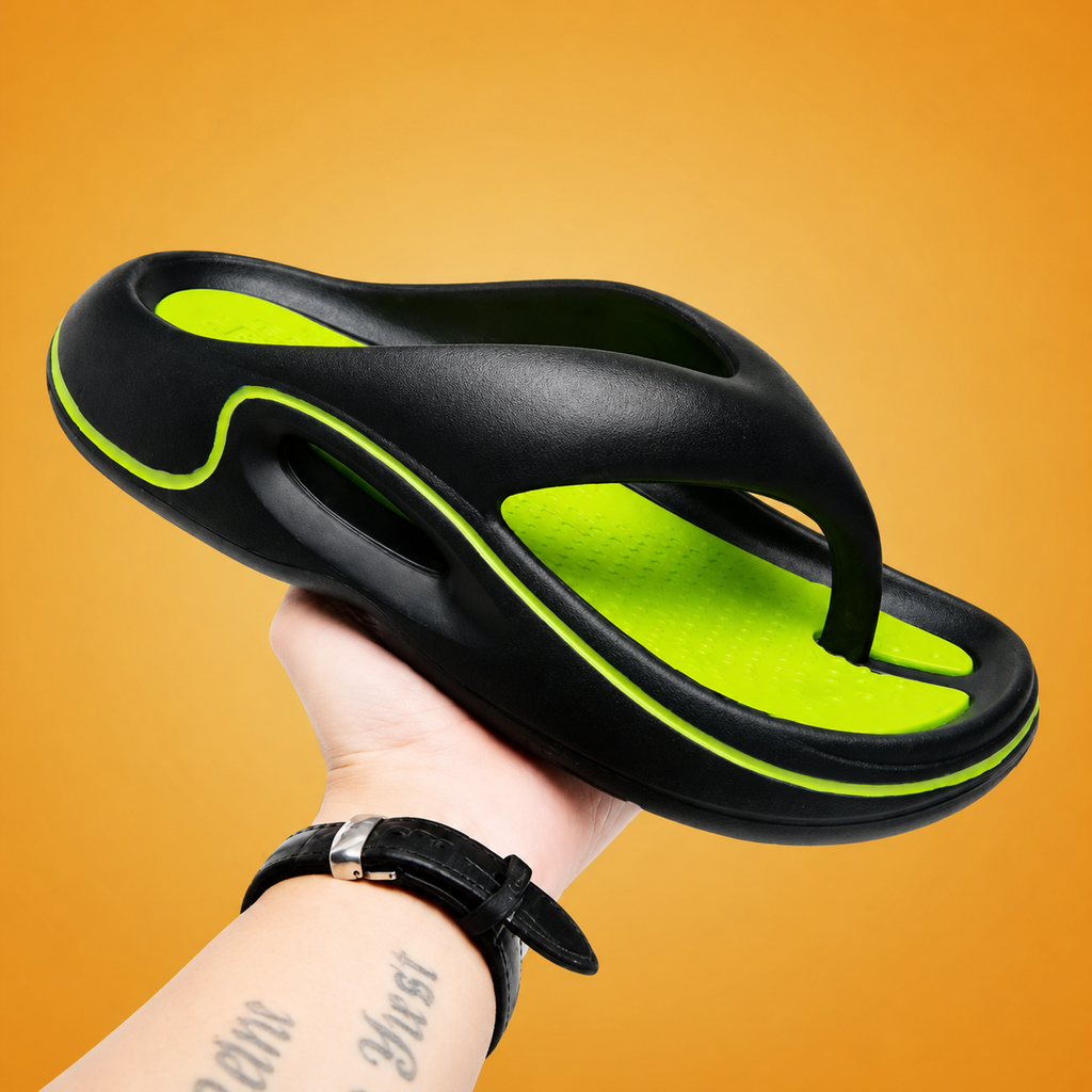 Men's Cushioned Flip Flop Slides With Sport Grip Lightweight Comfort