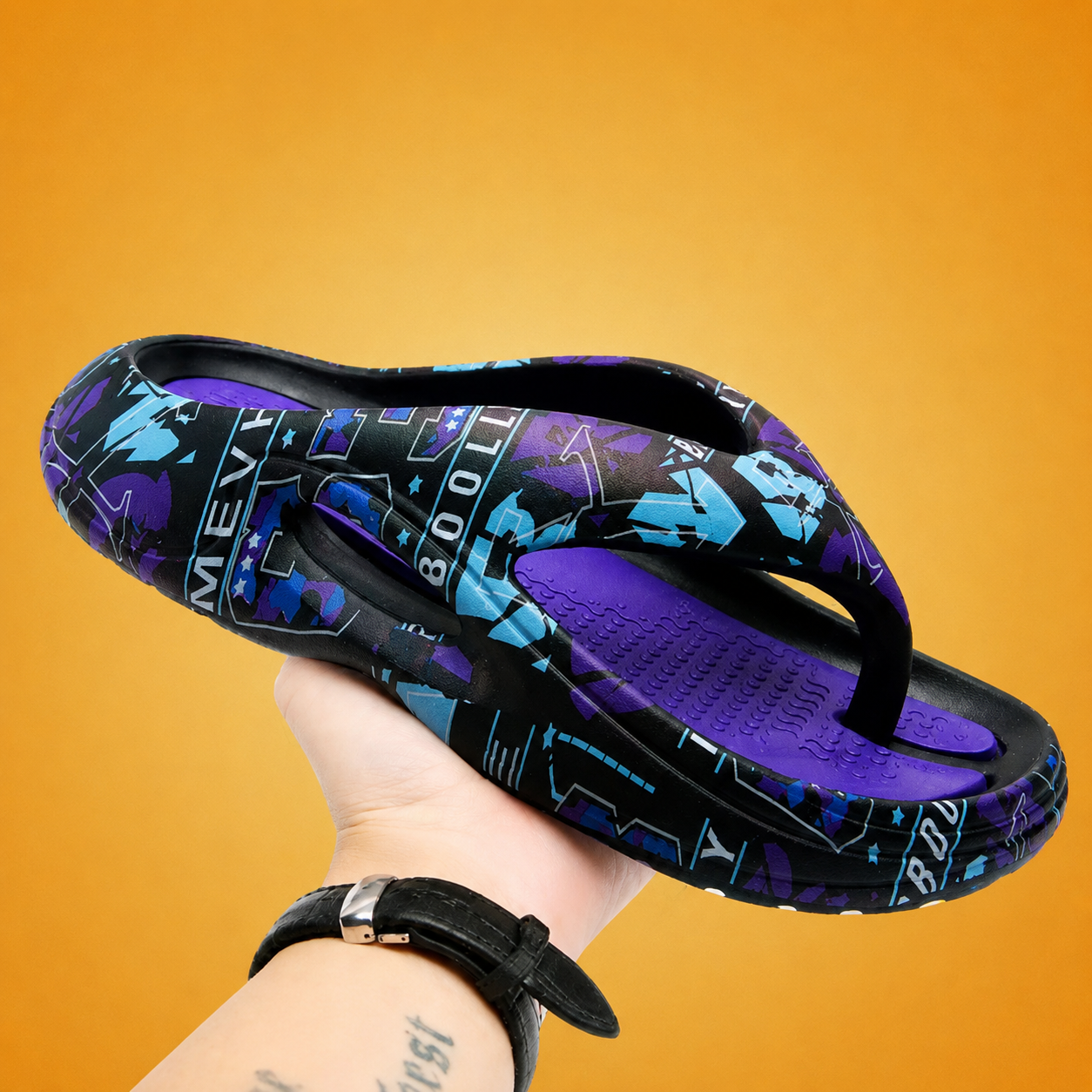 Men's Cushioned Flip Flop Slides With Sport Grip Lightweight Comfort