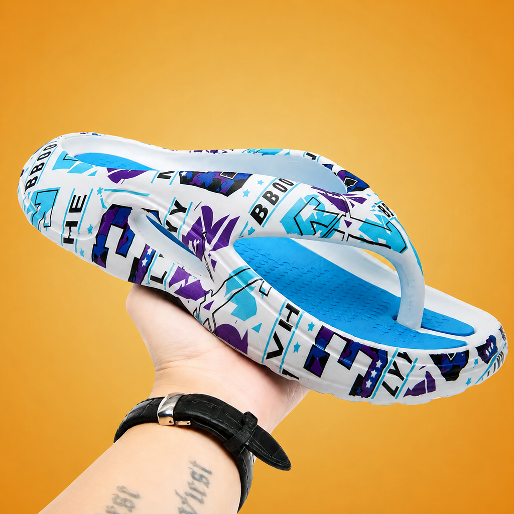 Men's Cushioned Flip Flop Slides With Sport Grip Lightweight Comfort