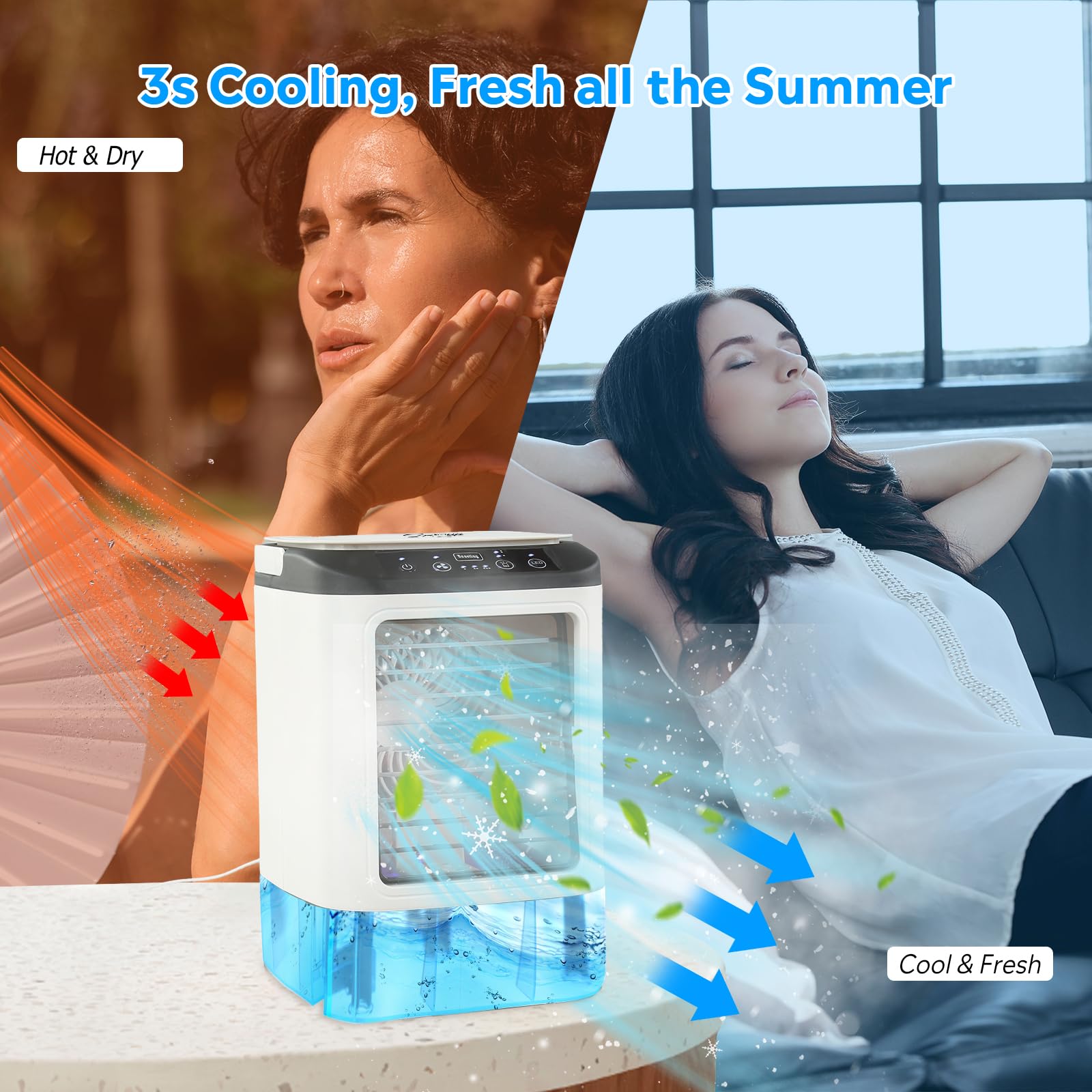 Mini Air Conditioner 4-In-1 Portable Cooler With Fast Cooling And Adjustable Airflow