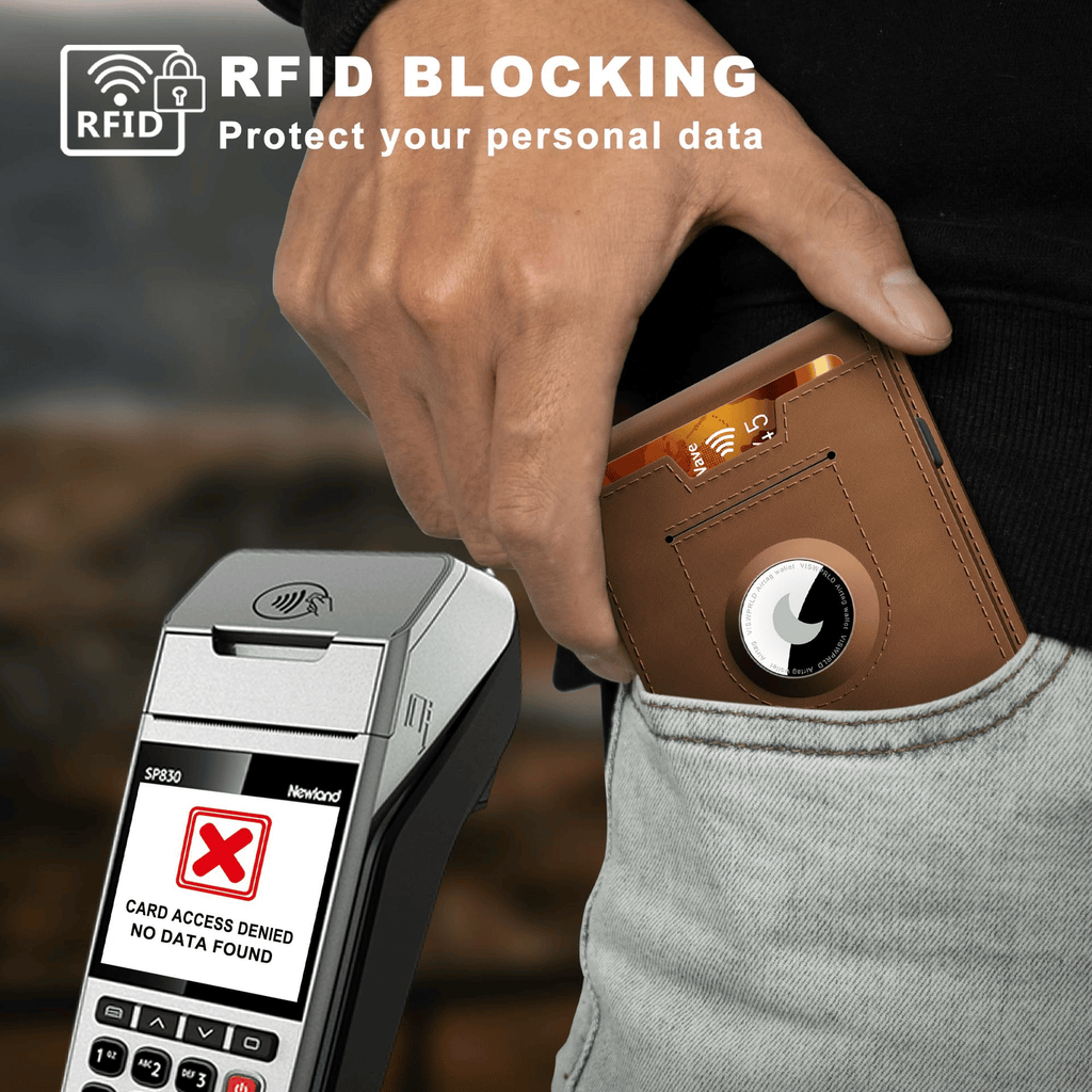 Minimalist Aluminum Money Clip Wallet With RFID Protection And AirTag Pocket
