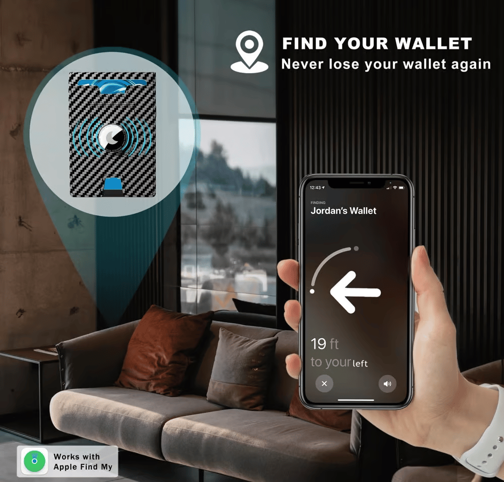 Minimalist Aluminum Money Clip Wallet With RFID Protection And AirTag Pocket