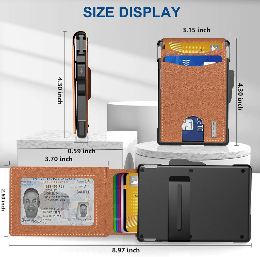 Minimalist Aluminum Money Clip Wallet With RFID Protection And AirTag Pocket