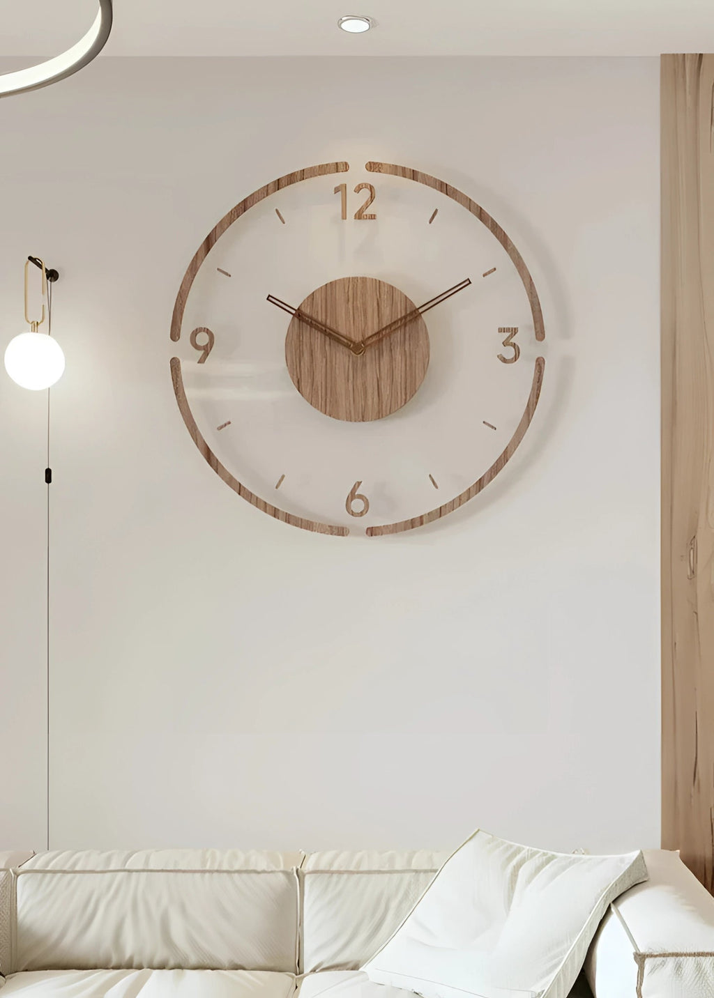 Minimalist Wall Clock in Wood, Quiet Quartz Movement for Contemporary Homes