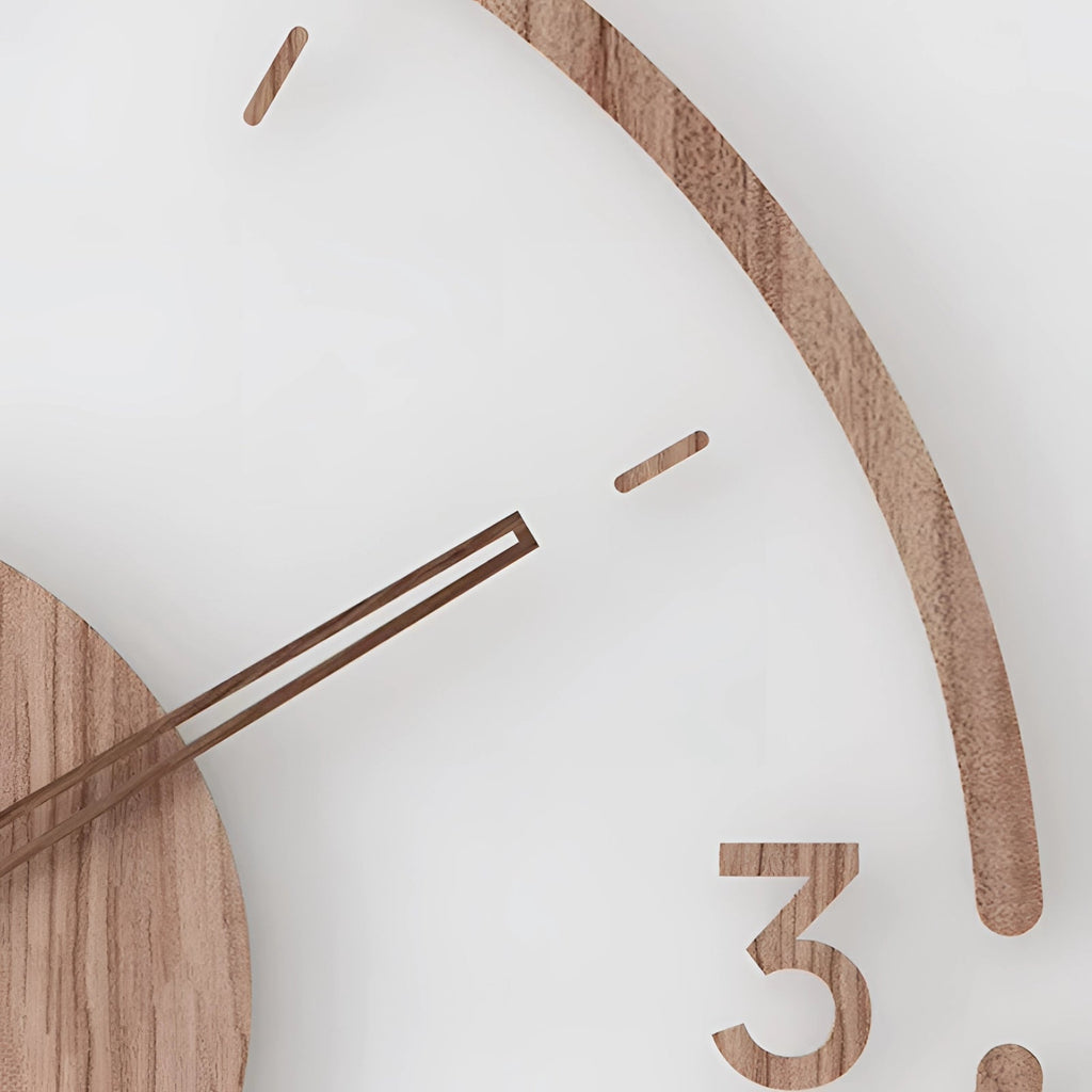 Minimalist Wall Clock in Wood, Quiet Quartz Movement for Contemporary Homes