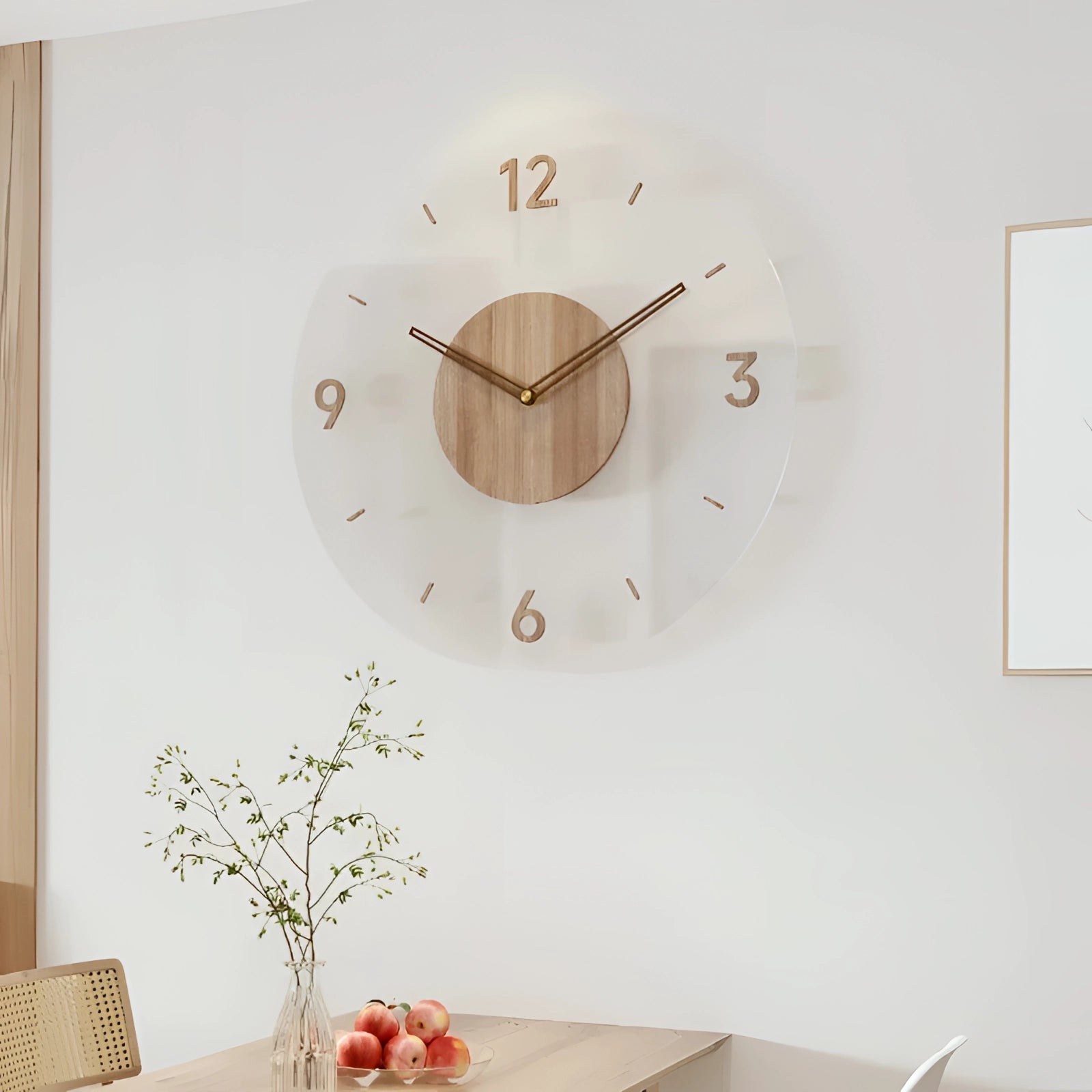 Minimalist Wall Clock in Wood, Quiet Quartz Movement for Contemporary Homes