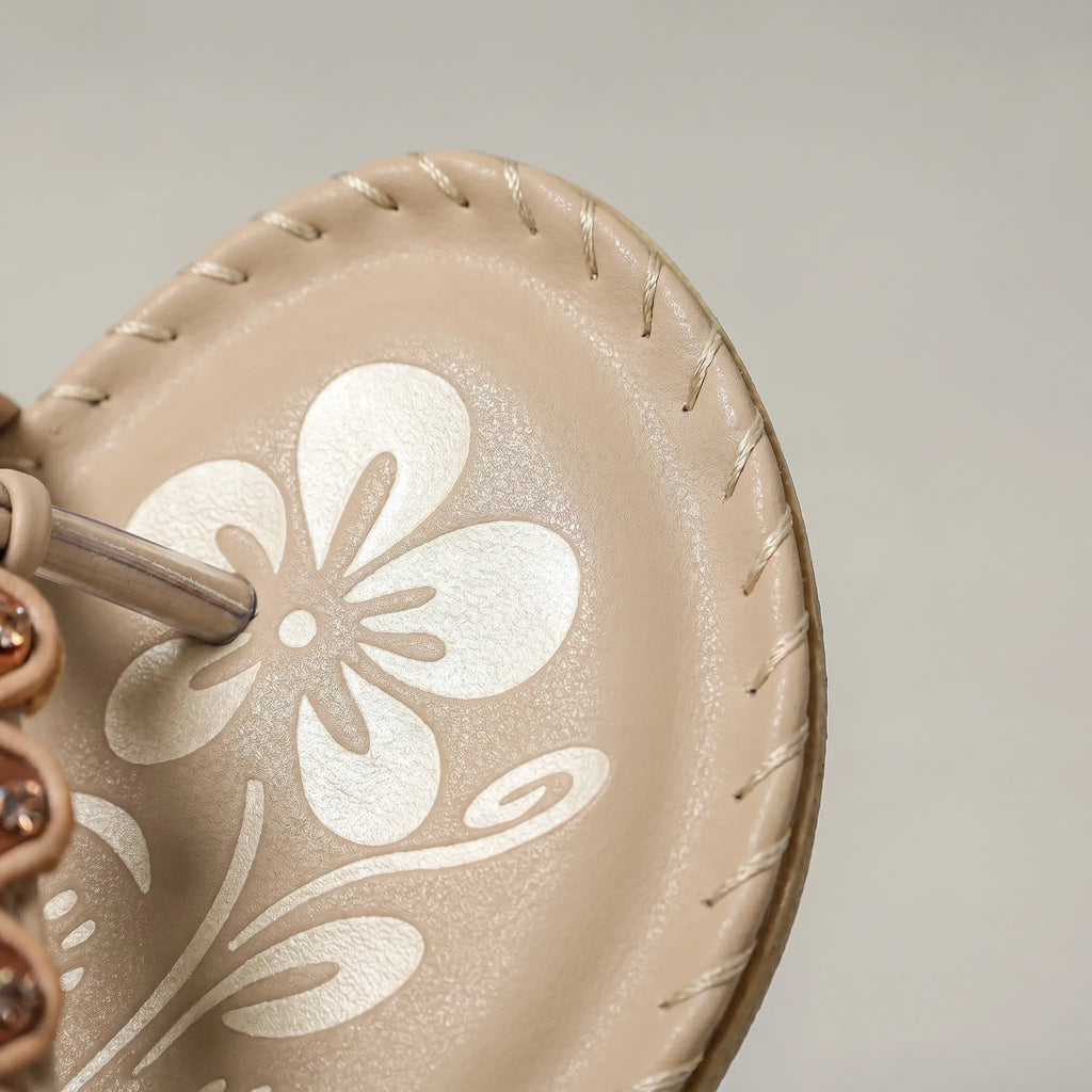 Beaded Flat Toe Post Sandal -  Warm-Weather Outings - Ormexis