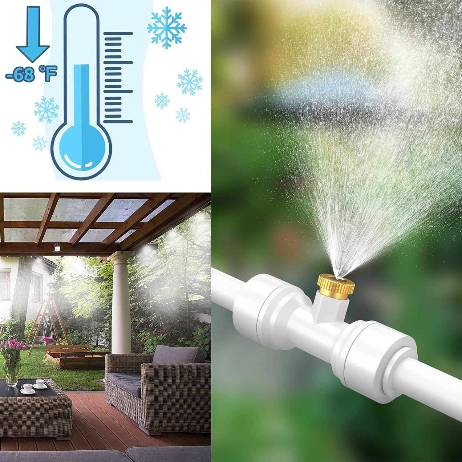 Outdoor Misting System With Quick Setup For Garden And Patio Cooling