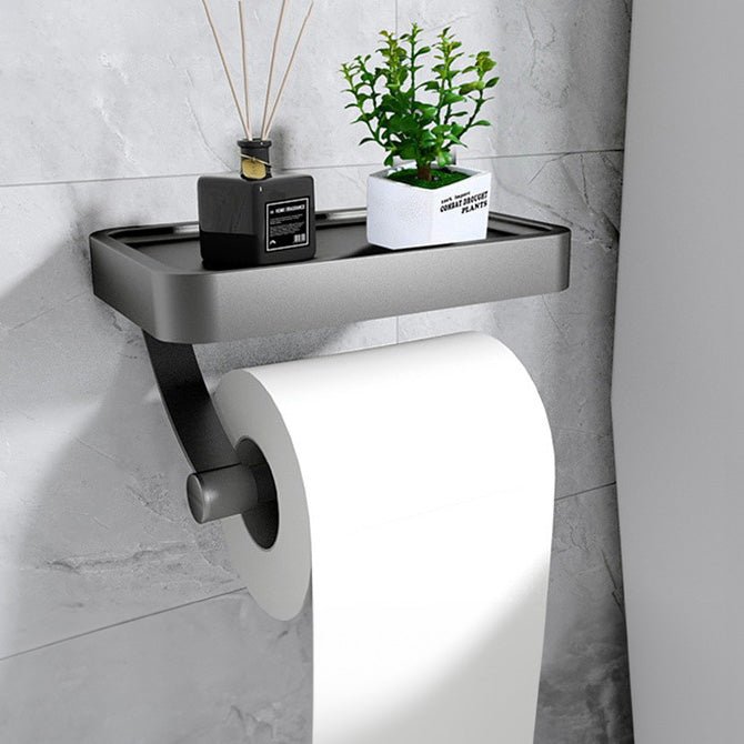 Modern Bathroom Organizer With Wall Mount Shelf And Roll Holder
