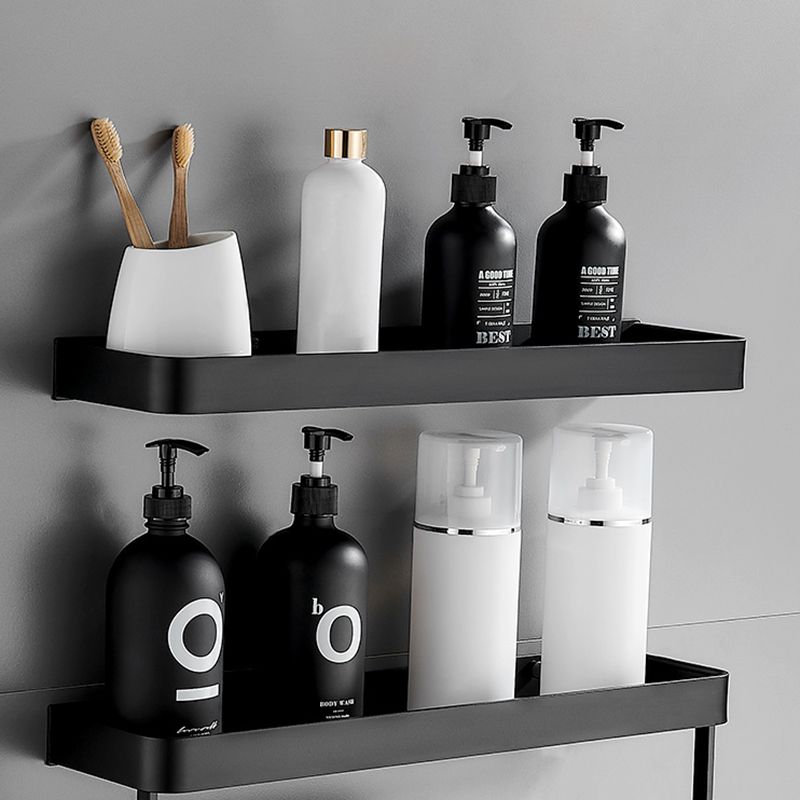 Matt Black Modern Bathroom Accessory Set With Shelf Options In Stainless Steel