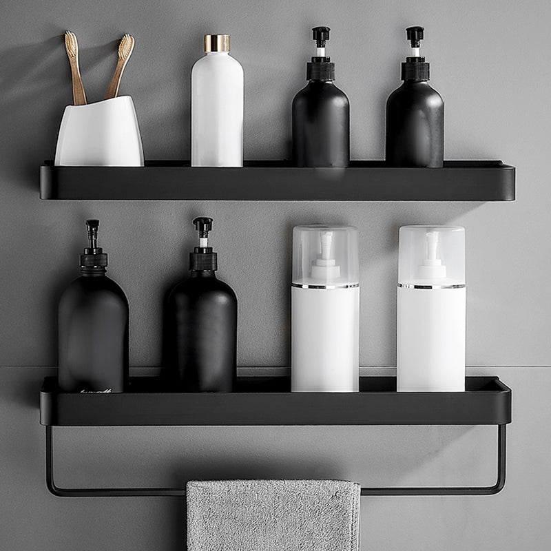 Matt Black Modern Bathroom Accessory Set With Shelf Options In Stainless Steel