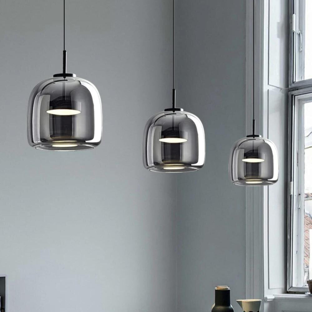 Arden Black Ceiling Pendant With Shade Of Smoked Glass