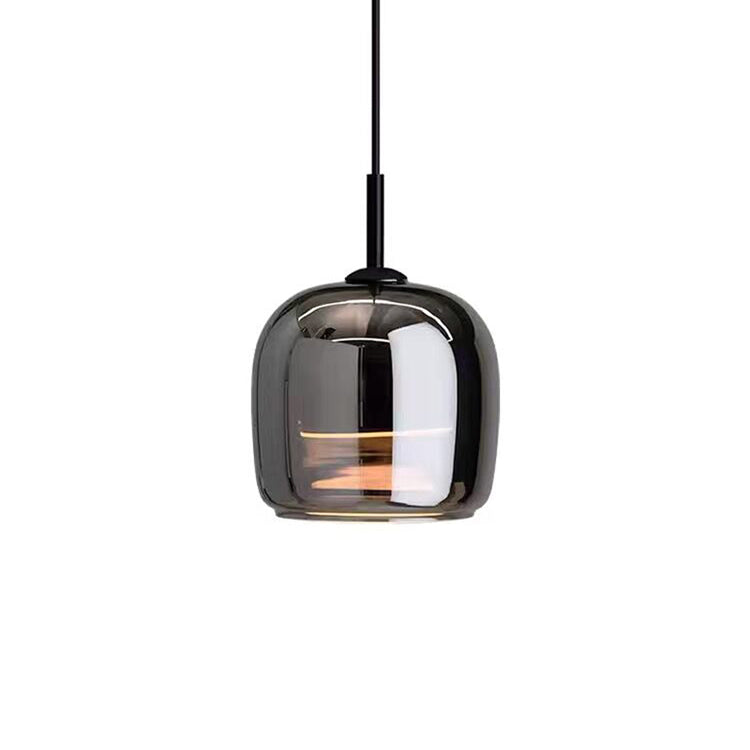 Arden Black Ceiling Pendant With Shade Of Smoked Glass