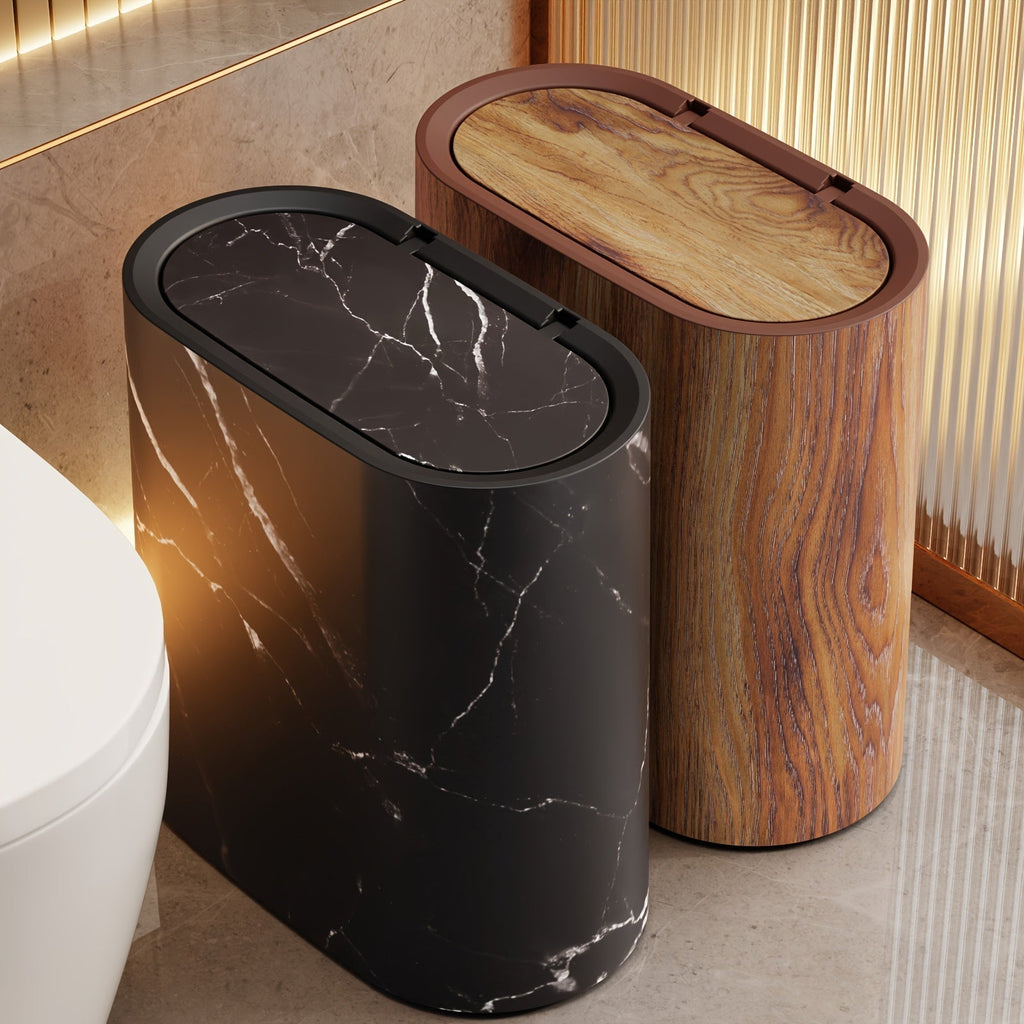 Modern Waste Bin Slim Covered Lid For Small Bathroom Spaces