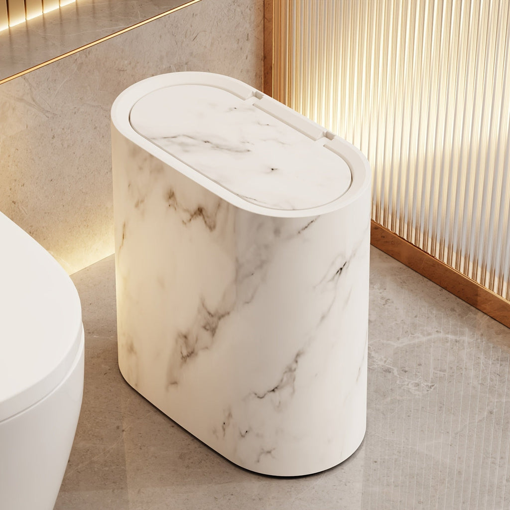 Modern Waste Bin Slim Covered Lid For Small Bathroom Spaces