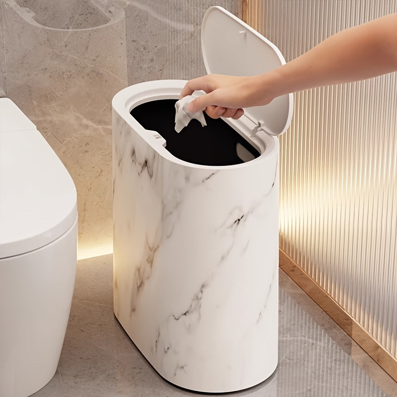 Modern Waste Bin Slim Covered Lid For Small Bathroom Spaces