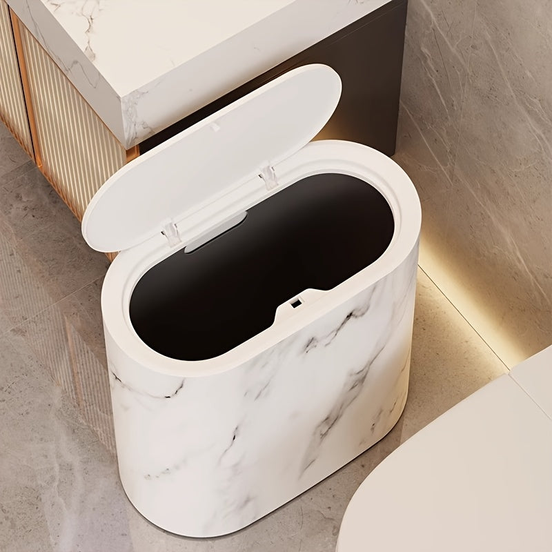 Modern Waste Bin Slim Covered Lid For Small Bathroom Spaces
