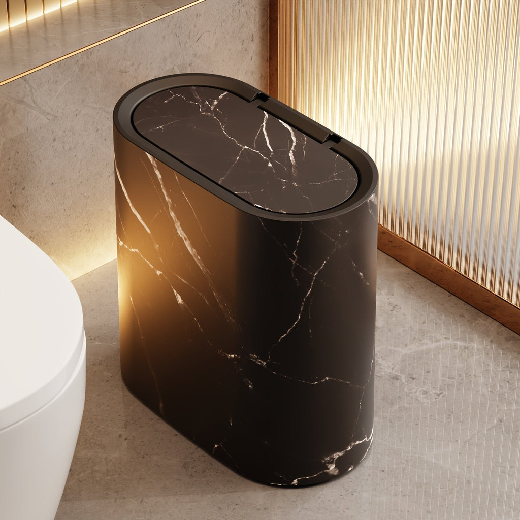 Modern Waste Bin Slim Covered Lid For Small Bathroom Spaces