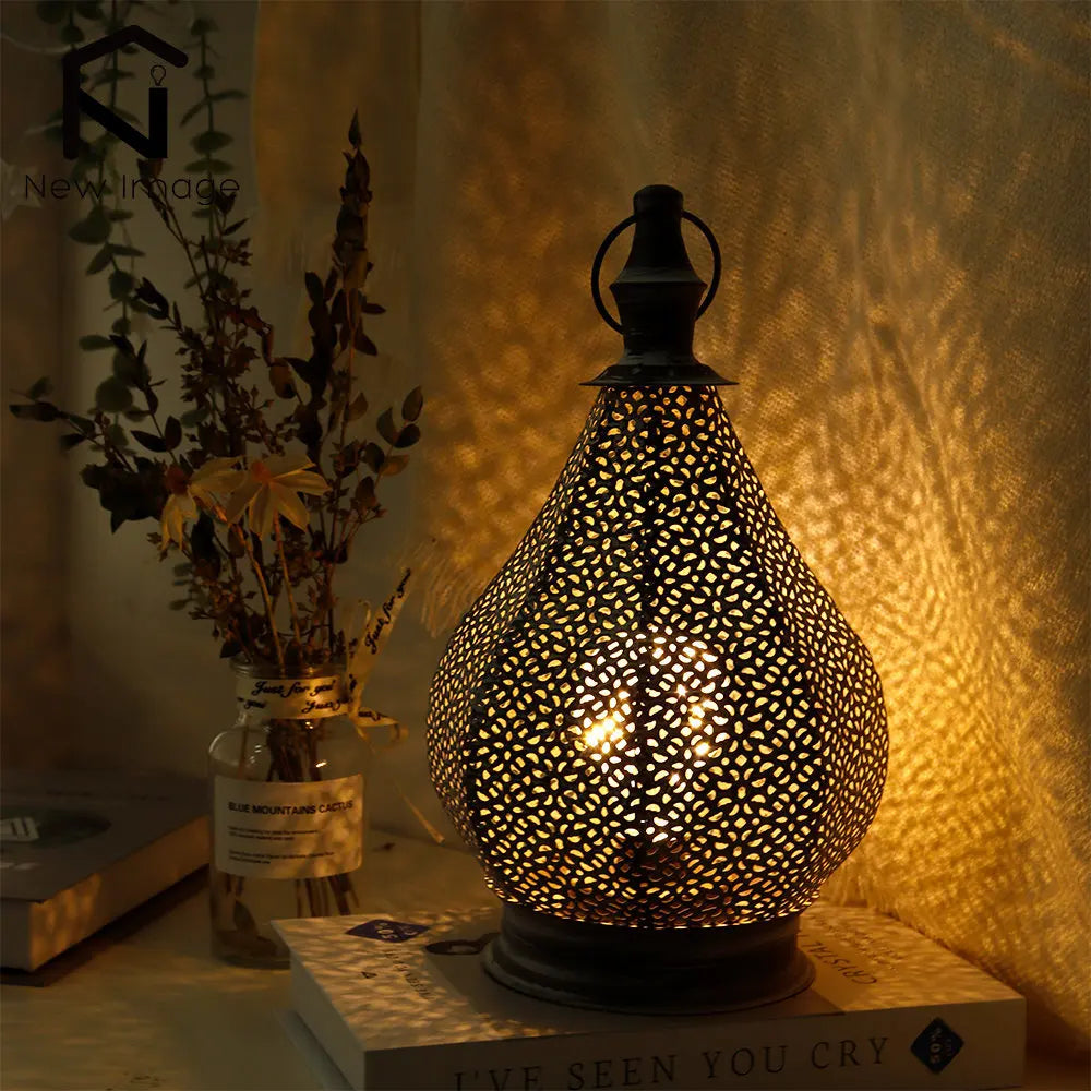 Moroccan Inspired Table Lamp With Intricate Patterns For Cozy Room Lighting