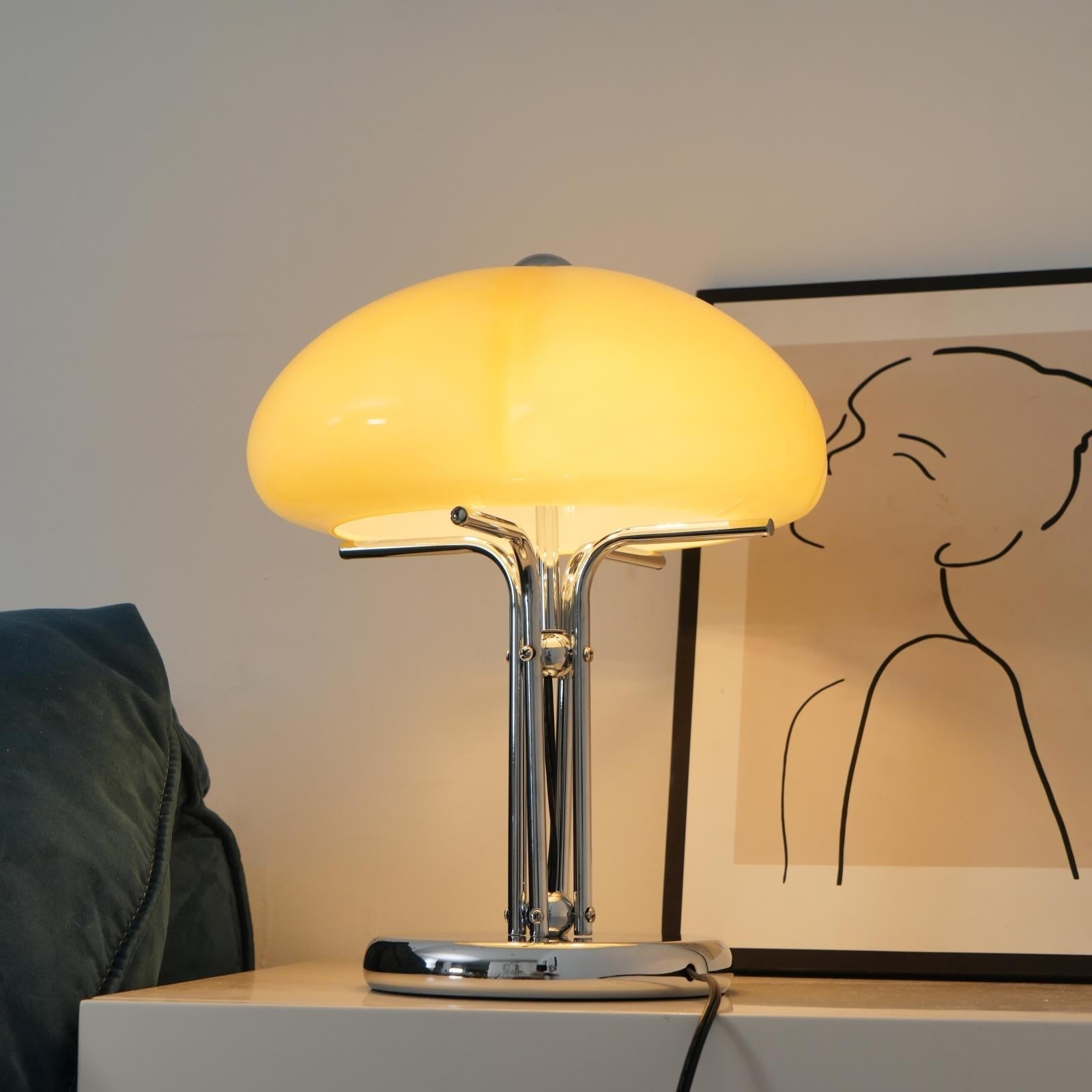 Mushroom Lamp With Bauhaus Influence And Clean Geometric Silhouette