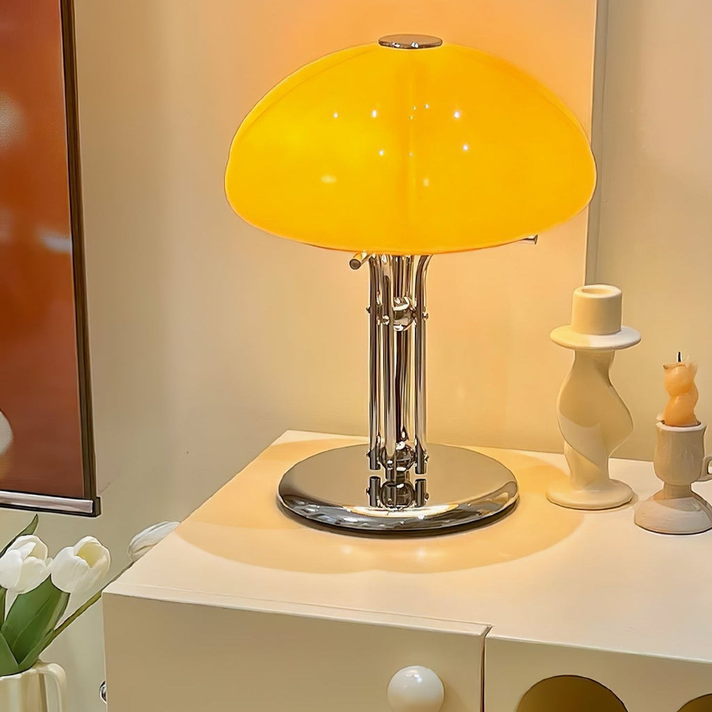 Mushroom Lamp With Bauhaus Influence And Clean Geometric Silhouette