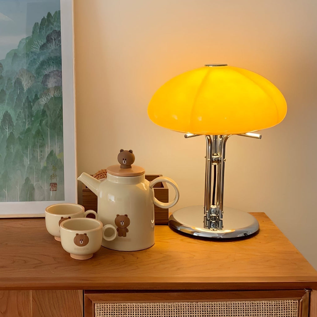 Mushroom Lamp With Bauhaus Influence And Clean Geometric Silhouette