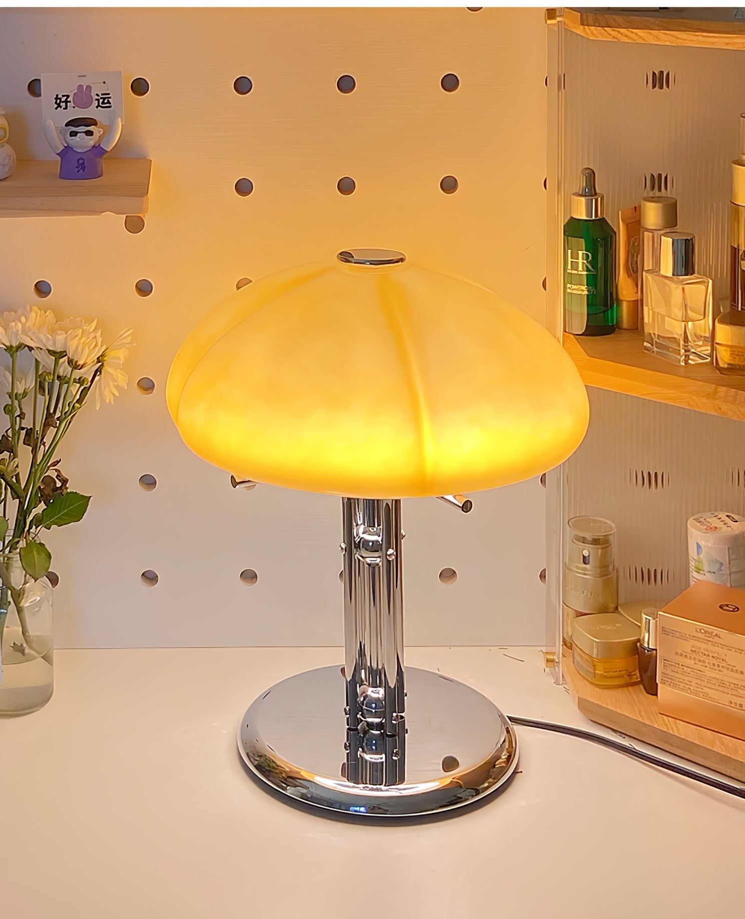 Mushroom Lamp With Bauhaus Influence And Clean Geometric Silhouette