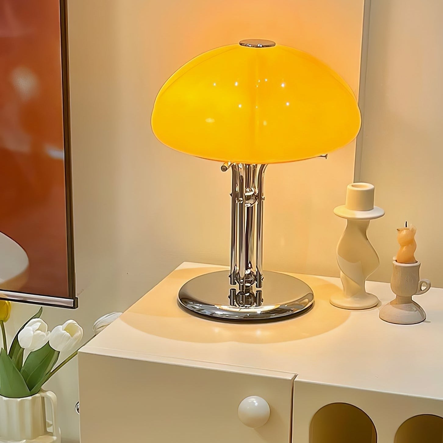 Mushroom Lamp With Bauhaus Influence And Clean Geometric Silhouette