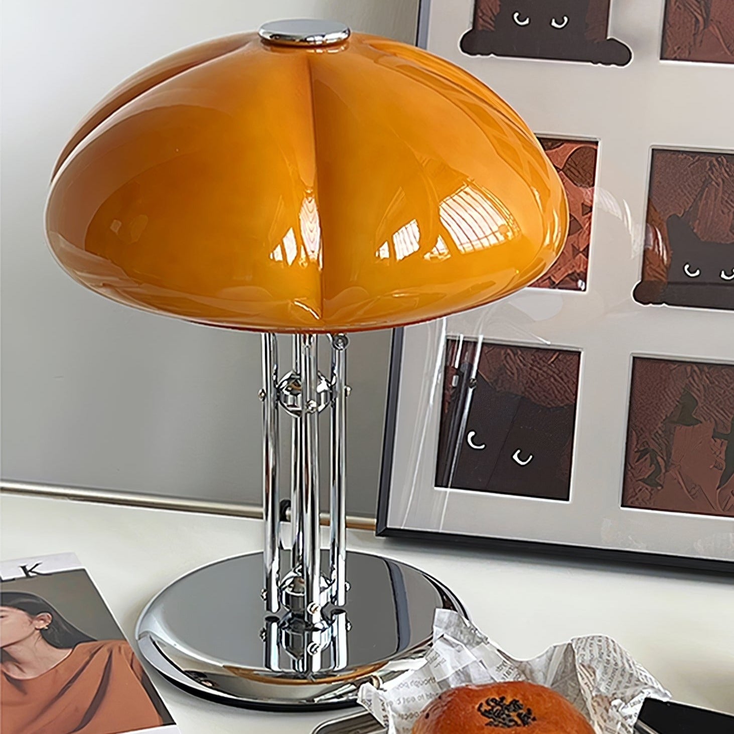 Mushroom Lamp With Bauhaus Influence And Clean Geometric Silhouette