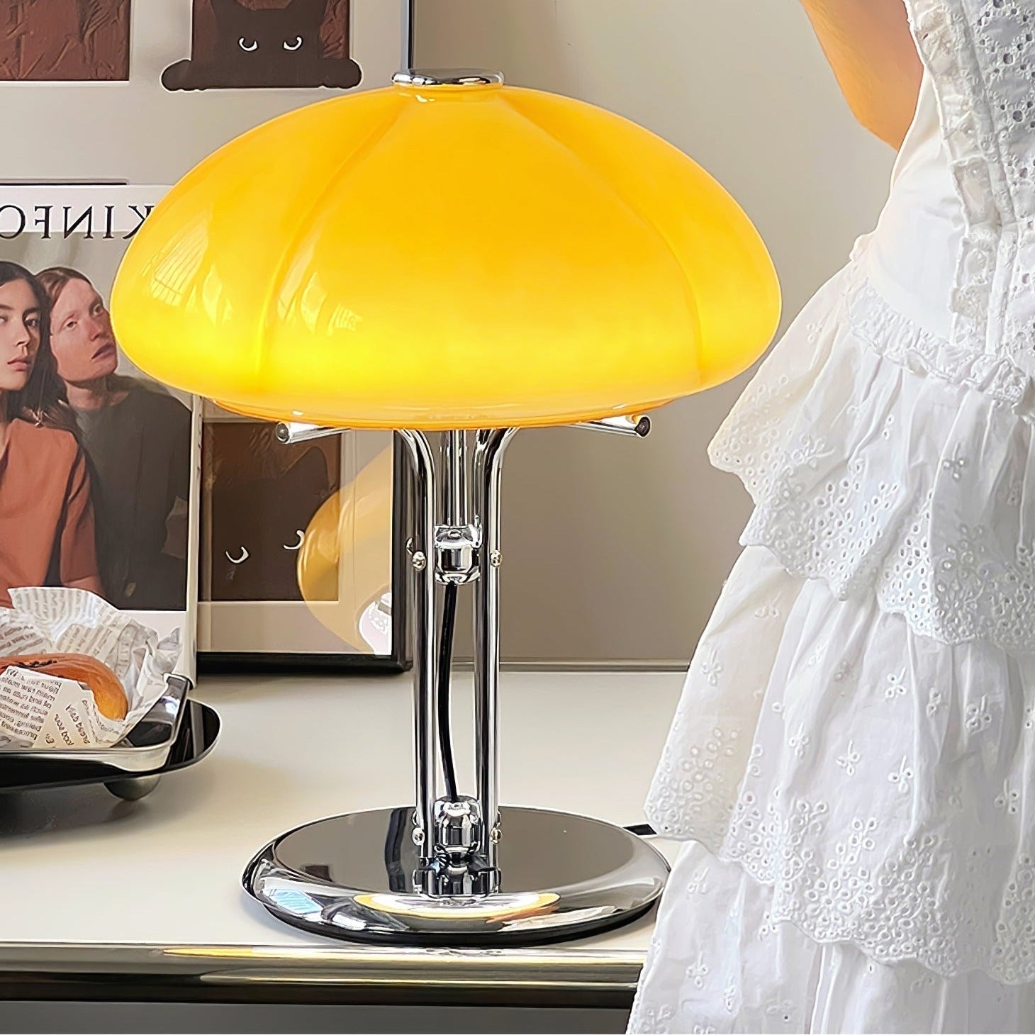 Mushroom Lamp With Bauhaus Influence And Clean Geometric Silhouette