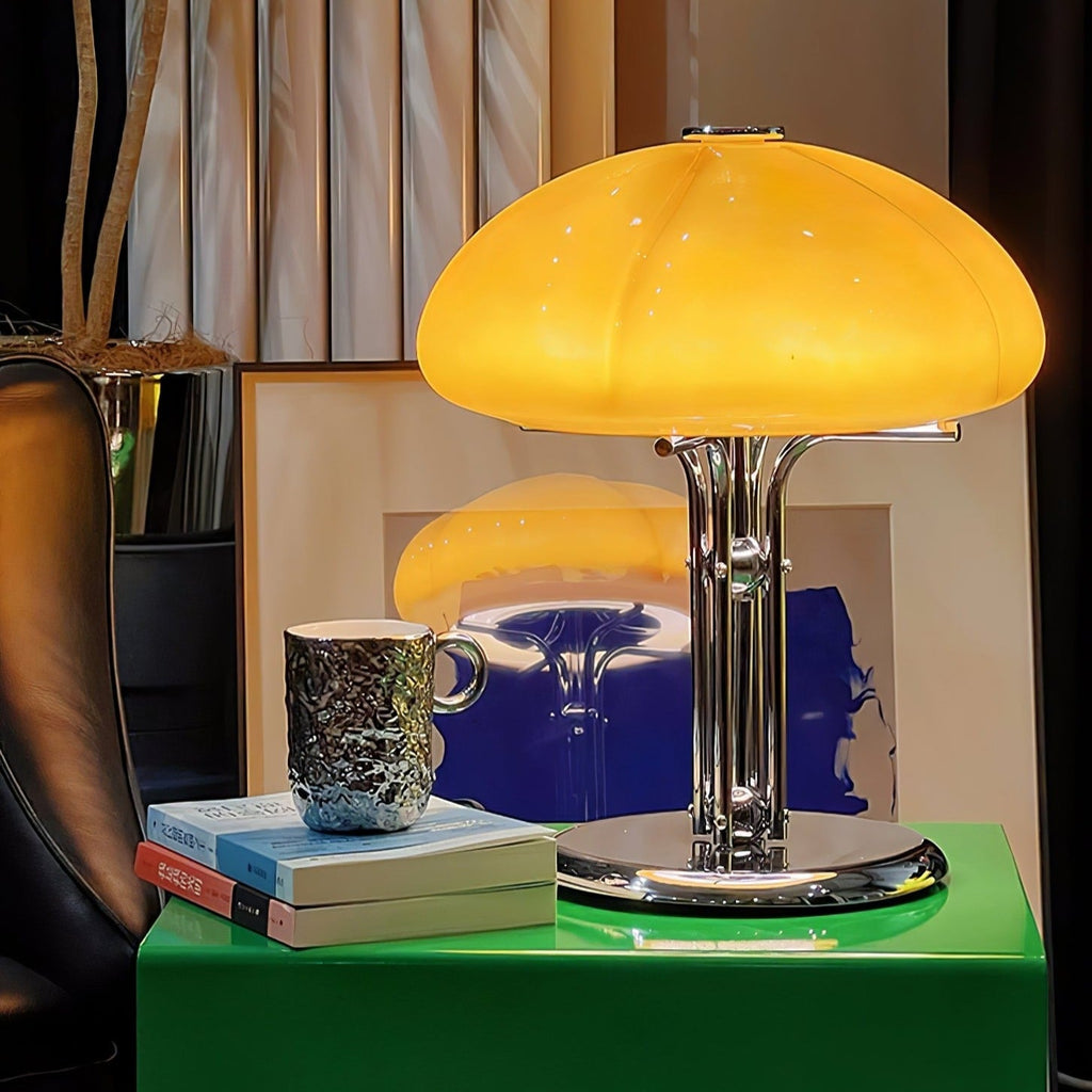 Mushroom Lamp With Bauhaus Influence And Clean Geometric Silhouette