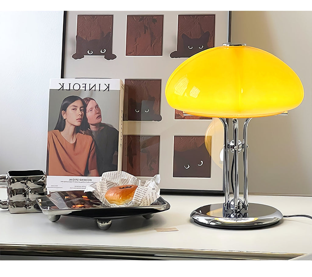 Mushroom Lamp With Bauhaus Influence And Clean Geometric Silhouette