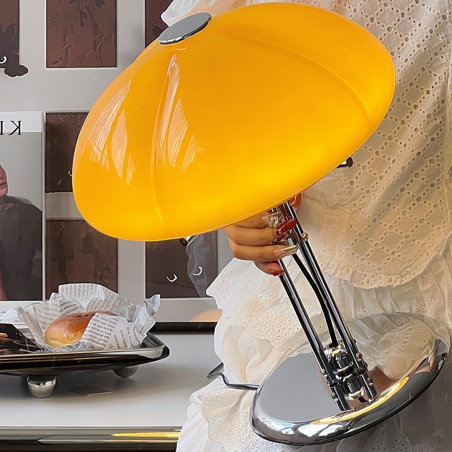 Mushroom Lamp With Bauhaus Influence And Clean Geometric Silhouette