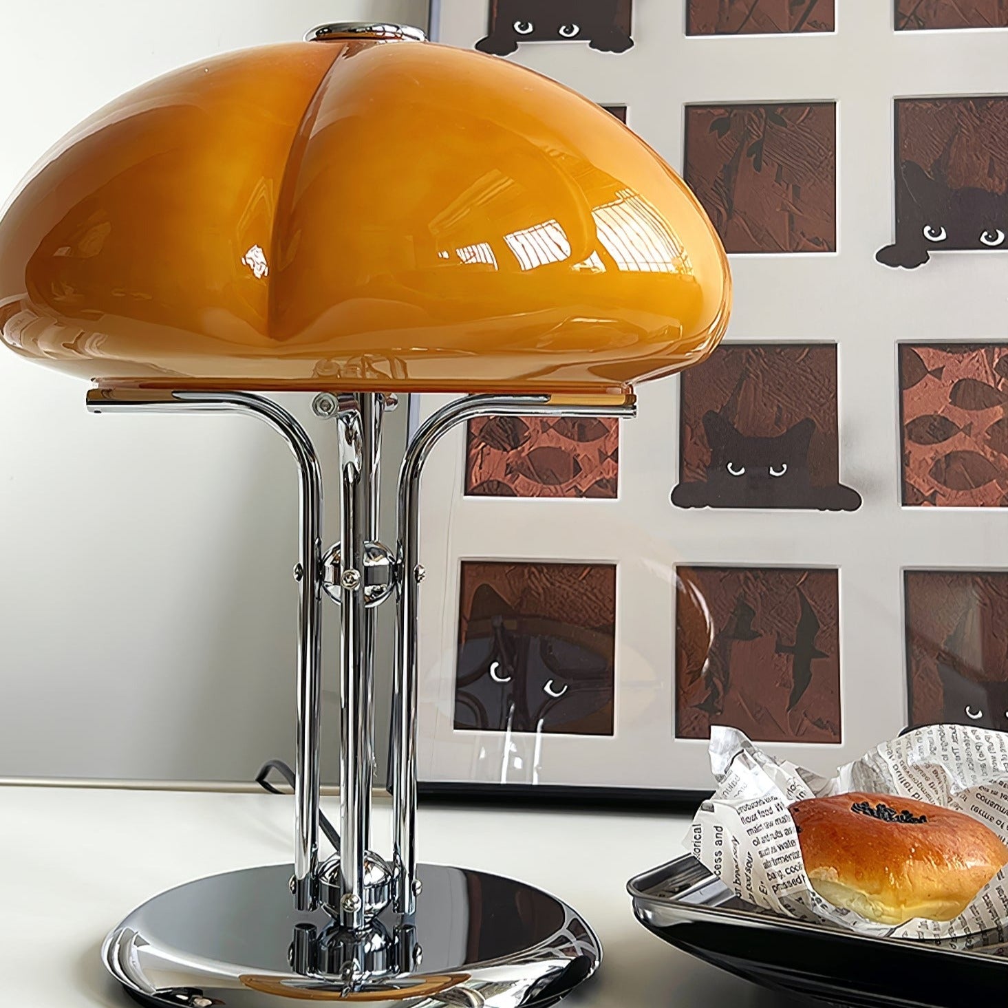 Mushroom Lamp With Bauhaus Influence And Clean Geometric Silhouette