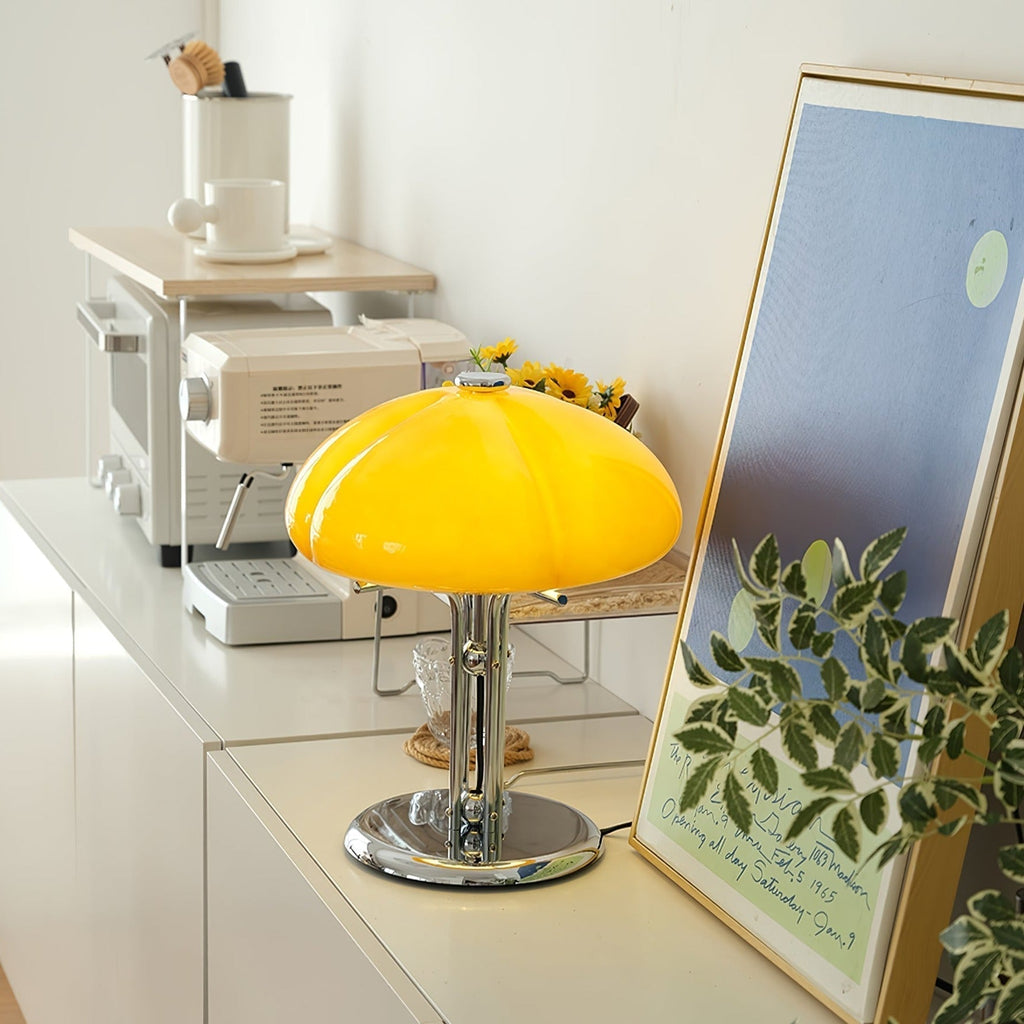 Mushroom Lamp With Bauhaus Influence And Clean Geometric Silhouette