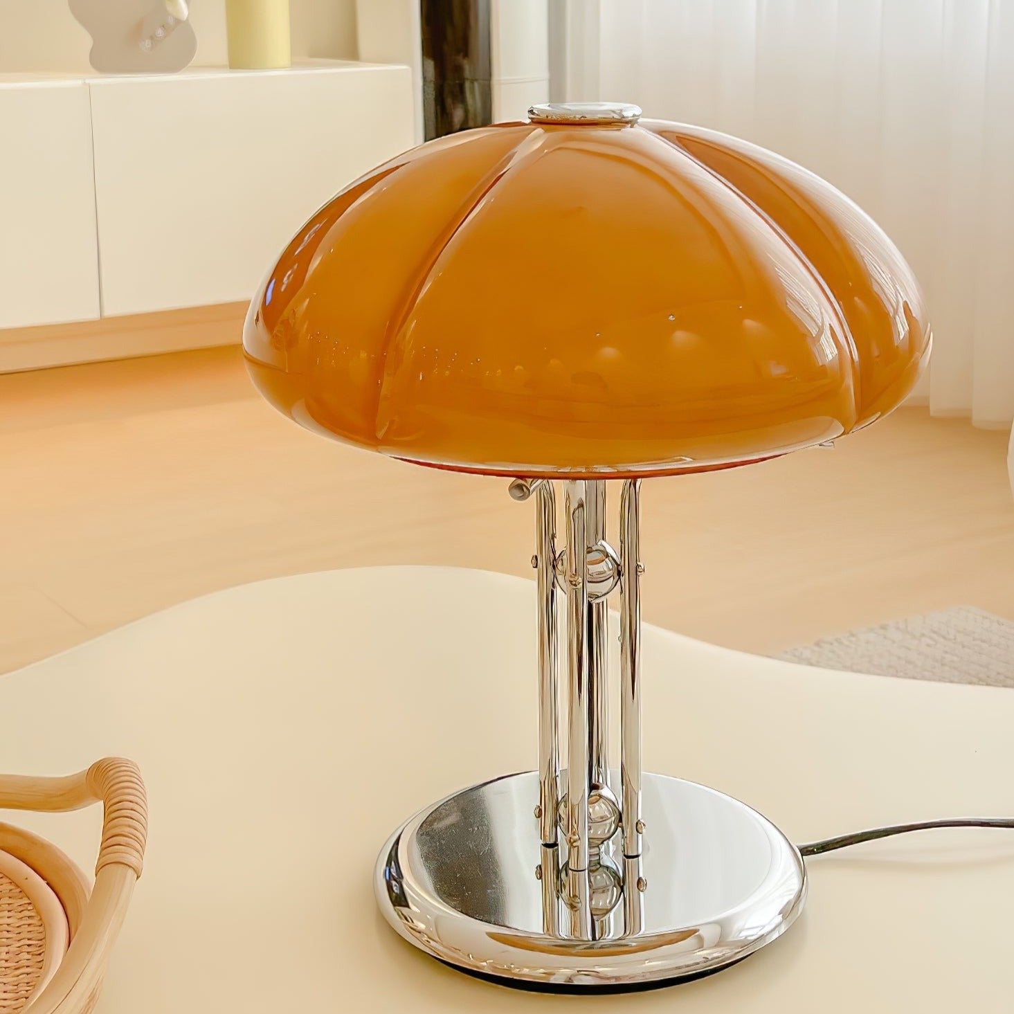 Mushroom Lamp With Bauhaus Influence And Clean Geometric Silhouette