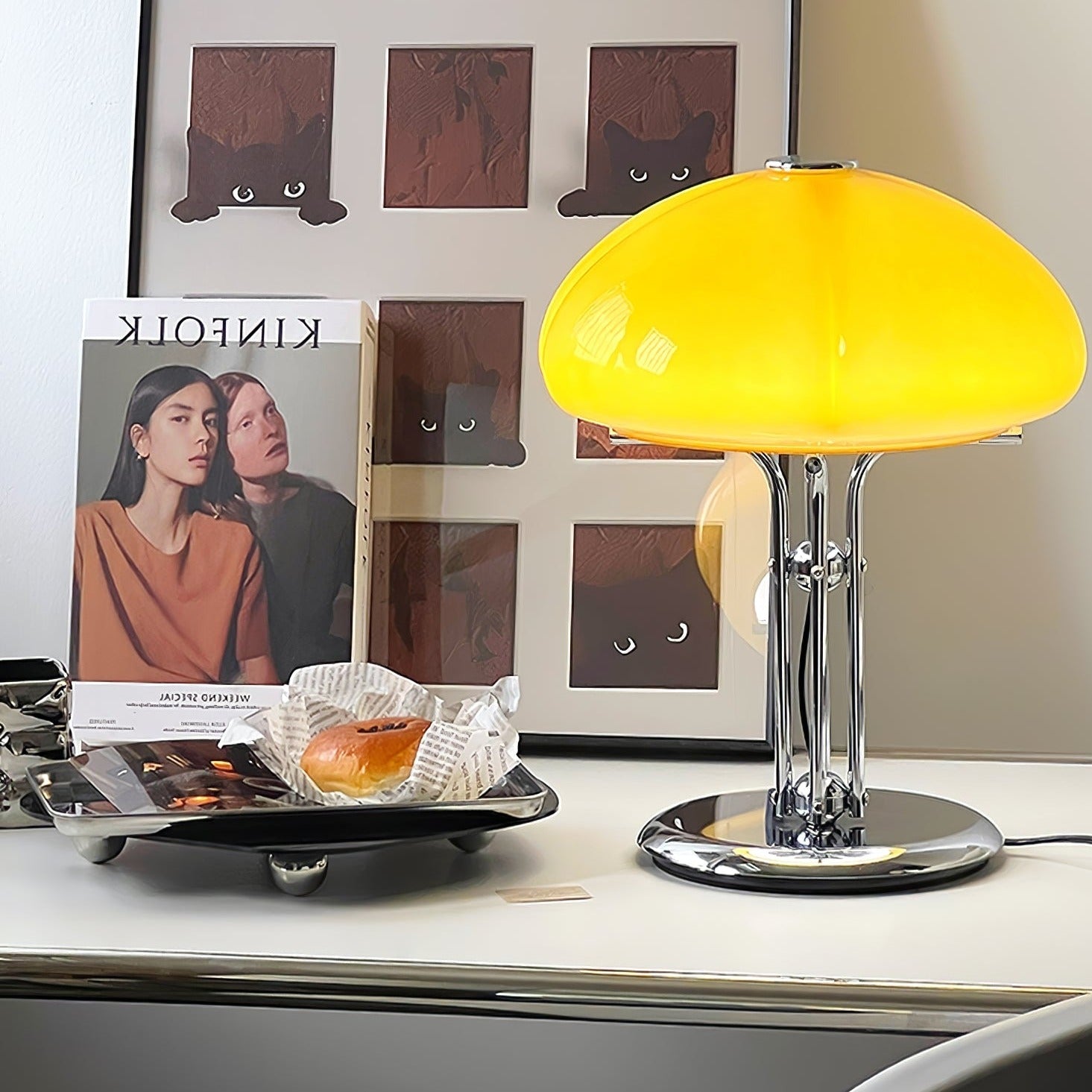Mushroom Lamp With Bauhaus Influence And Clean Geometric Silhouette