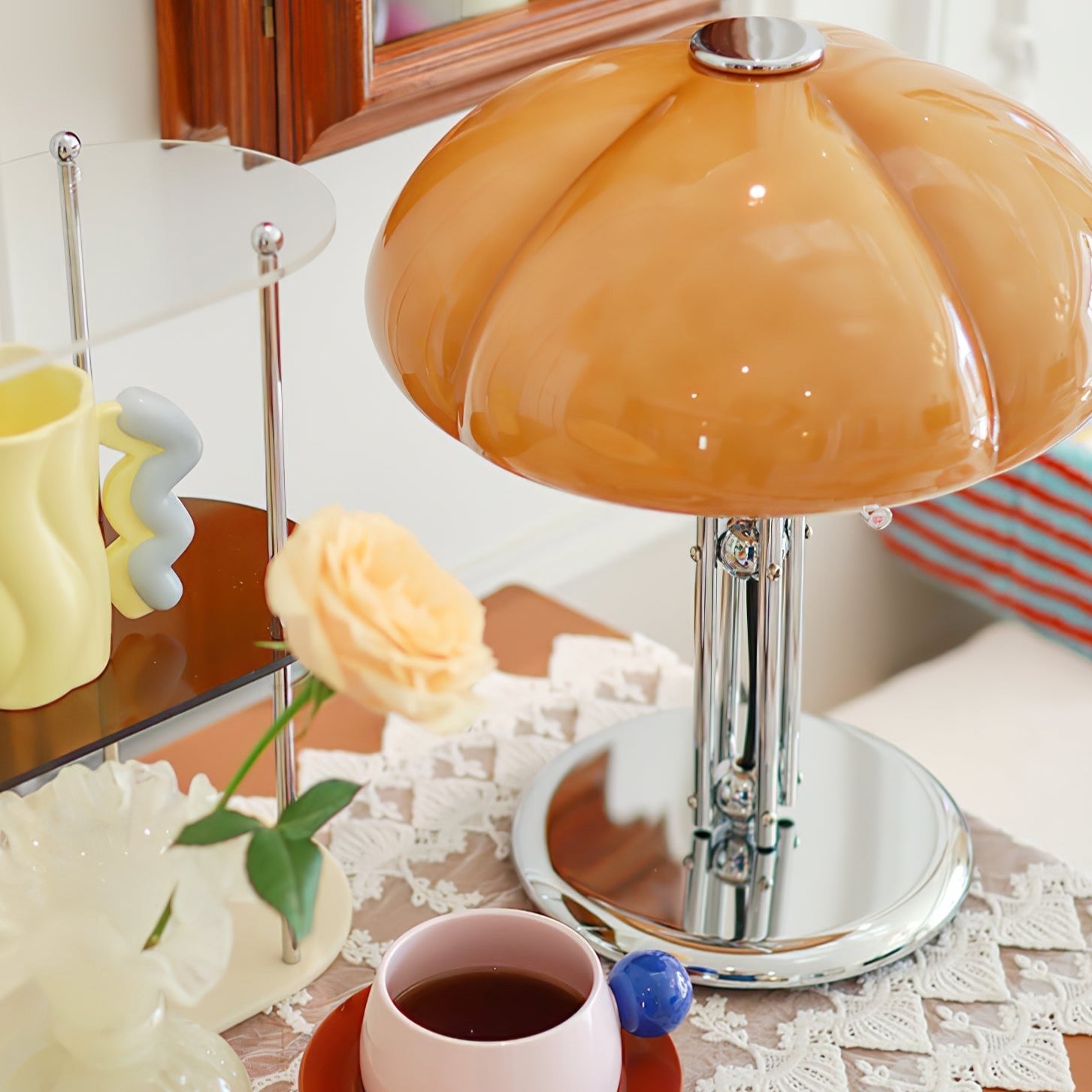 Mushroom Lamp With Bauhaus Influence And Clean Geometric Silhouette