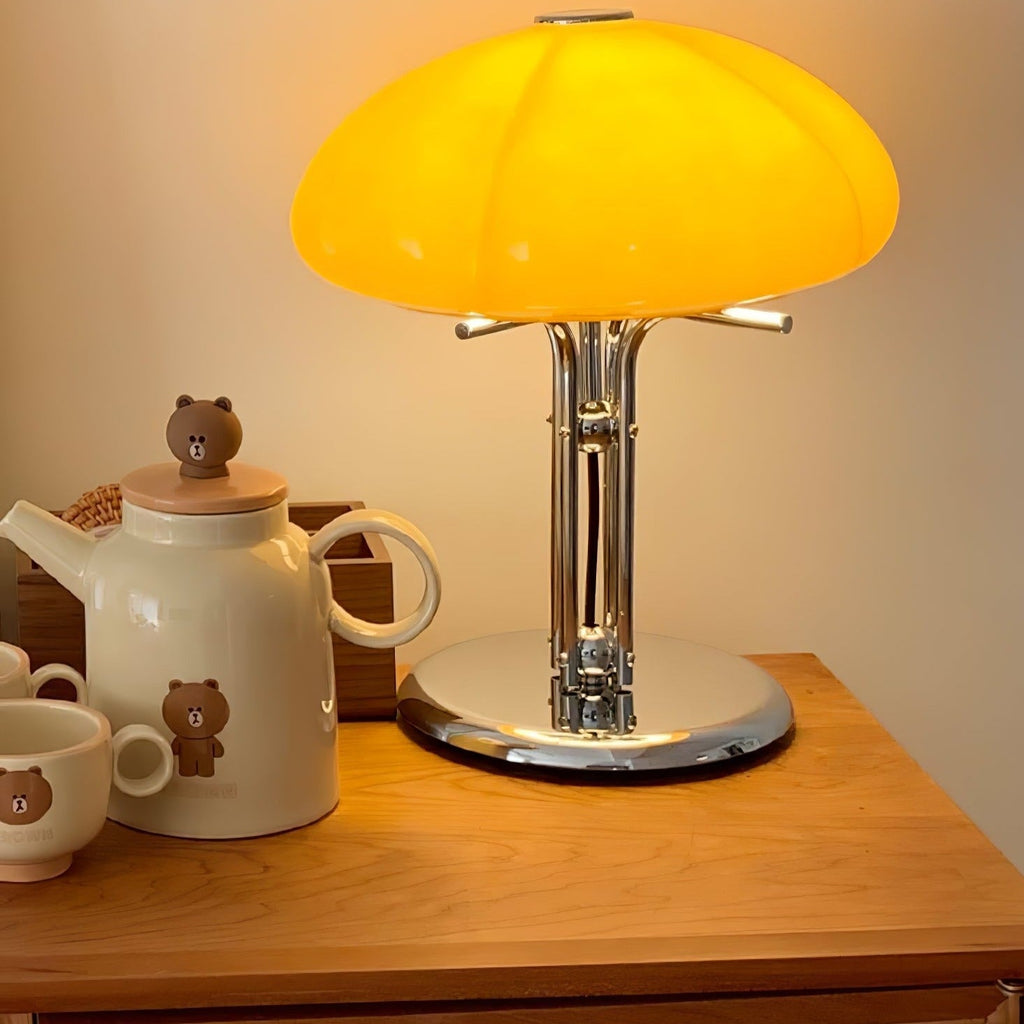 Mushroom Lamp With Bauhaus Influence And Clean Geometric Silhouette