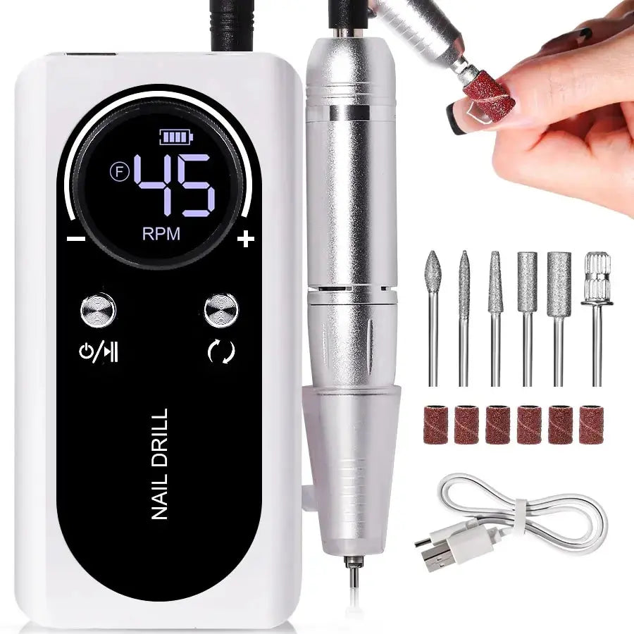 Nail Care Pro Electric Nail File 45000 RPM, Rechargeable Battery, Low Noise