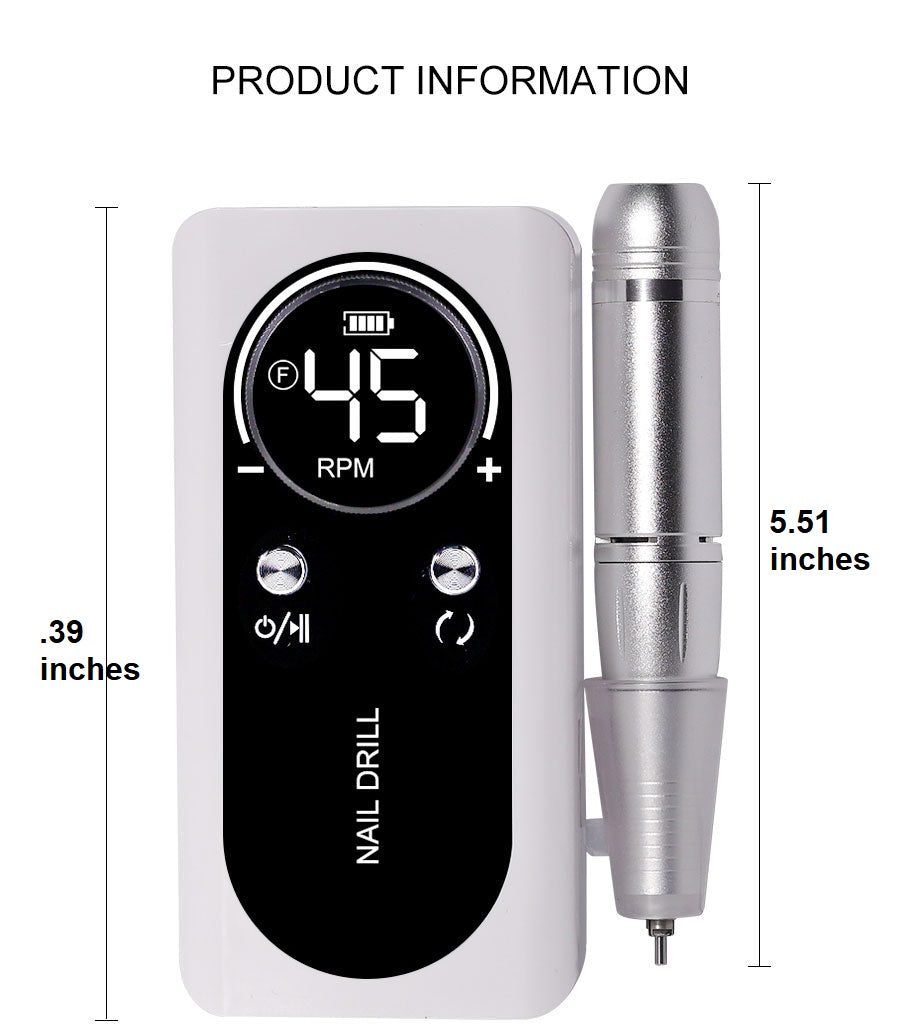 Nail Care Pro Electric Nail File 45000 RPM, Rechargeable Battery, Low Noise