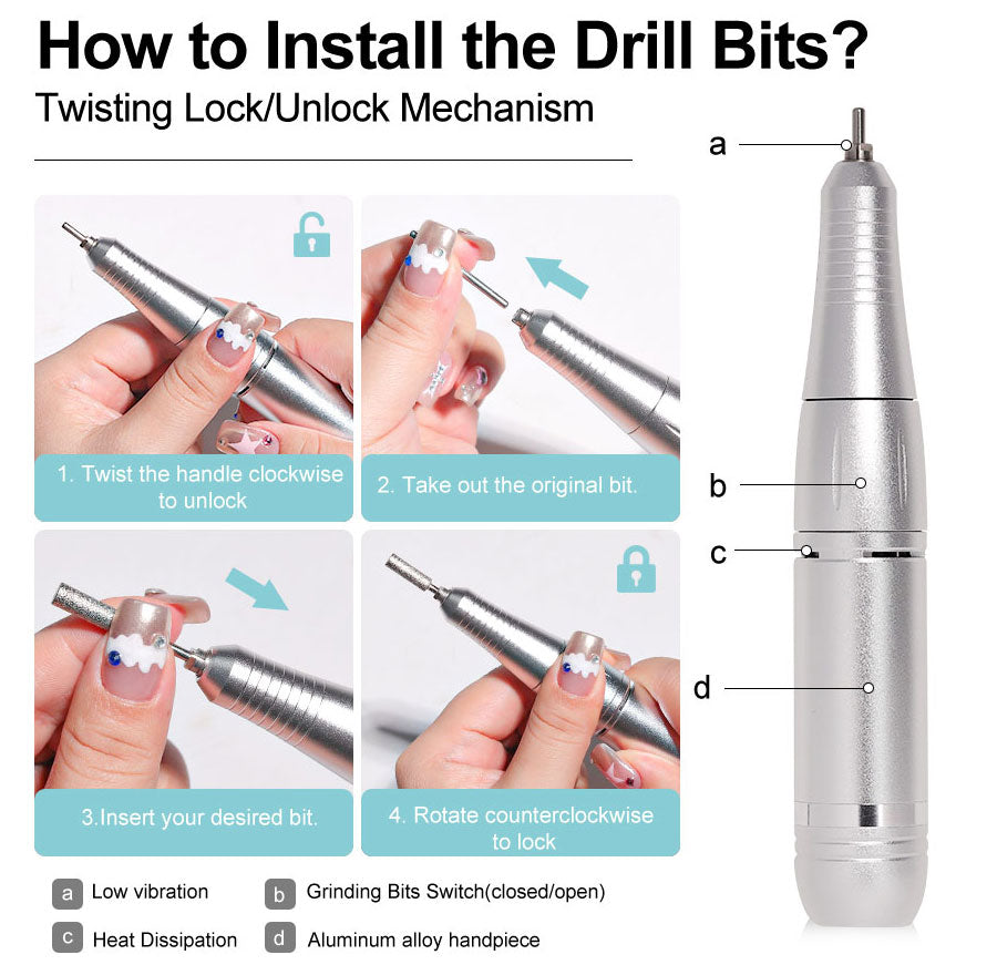 Nail Care Pro Electric Nail File 45000 RPM, Rechargeable Battery, Low Noise