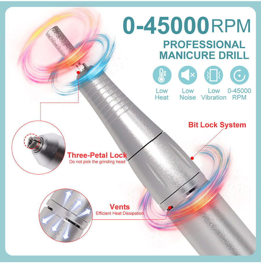 Nail Care Pro Electric Nail File 45000 RPM, Rechargeable Battery, Low Noise