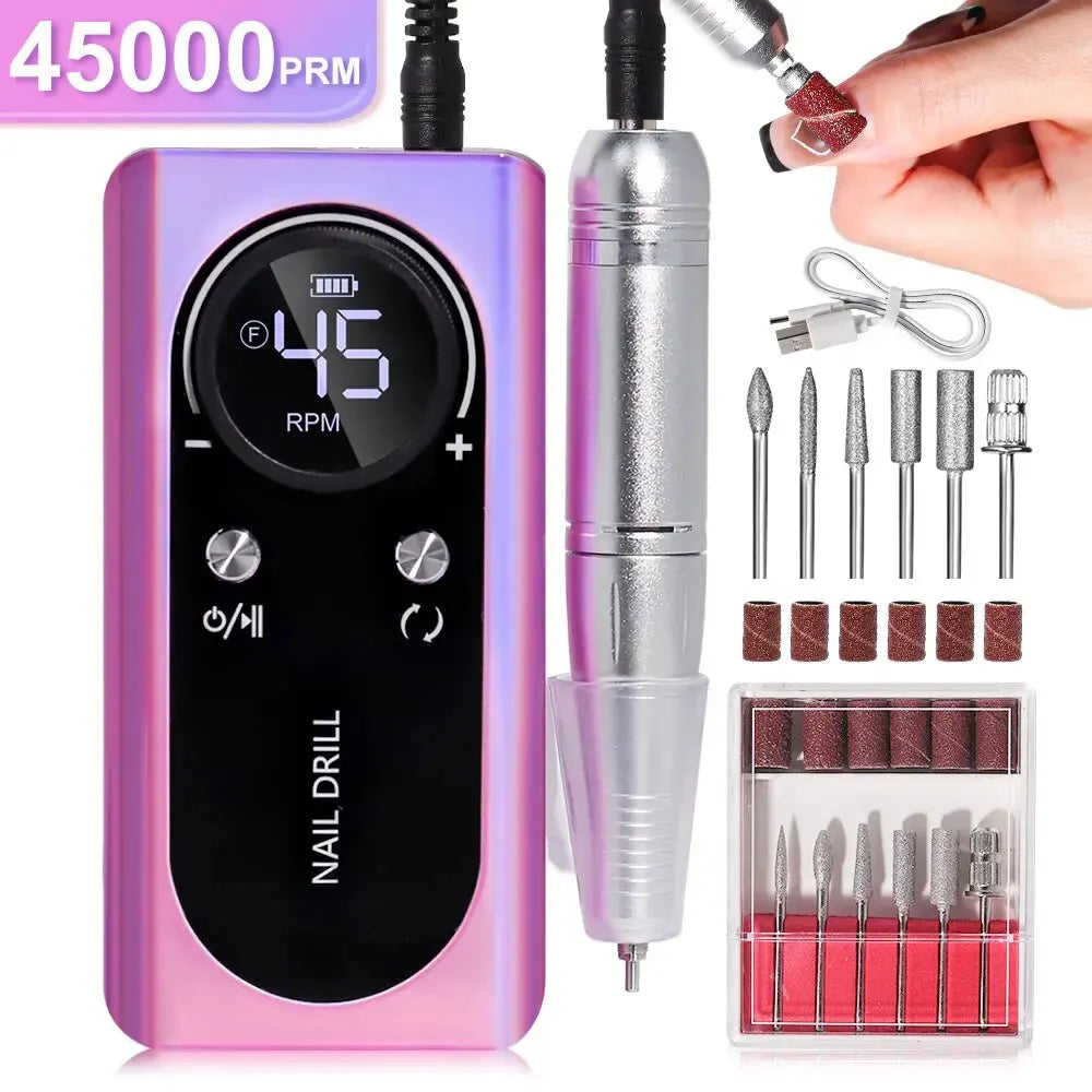 Nail Care Pro Electric Nail File 45000 RPM, Rechargeable Battery, Low Noise