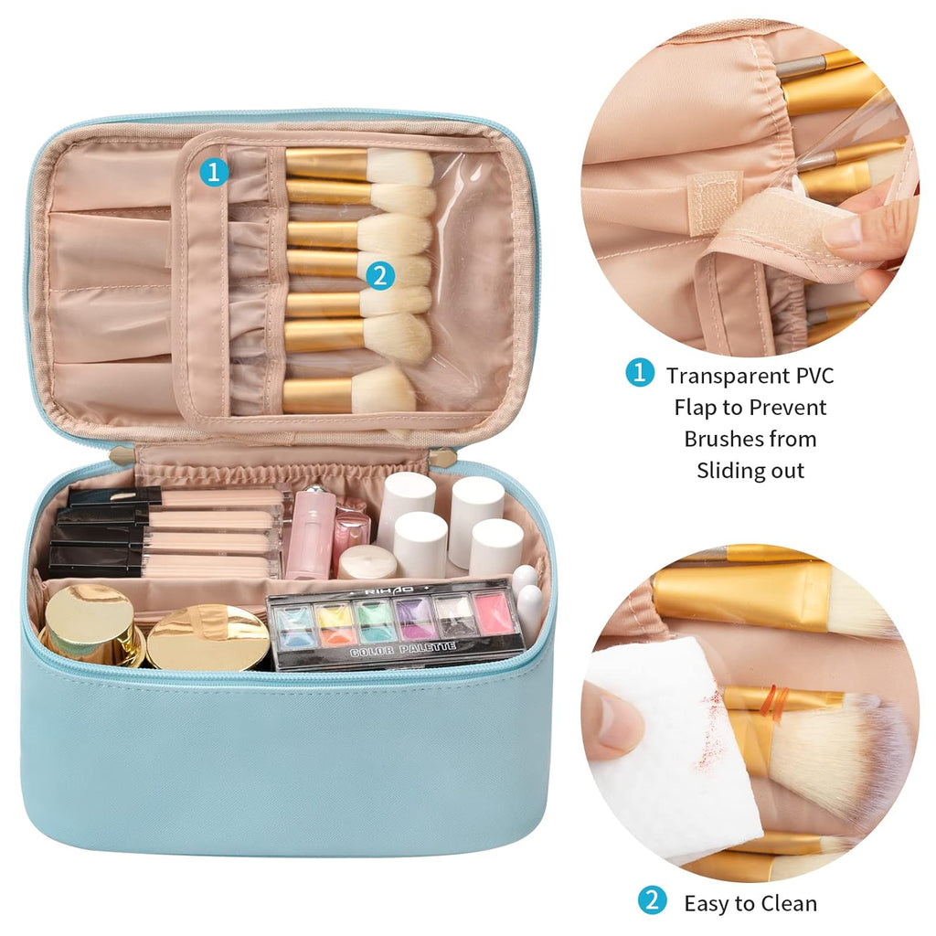Nora Luxe Portable Makeup Organizer With Adjustable Compartments For Travel